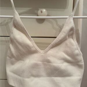 By Together White Ribbed Crop Top